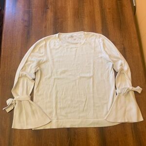 J. Crew Factory Sweater Large Cream Blouse with Bow tie detailed Sleeves crew